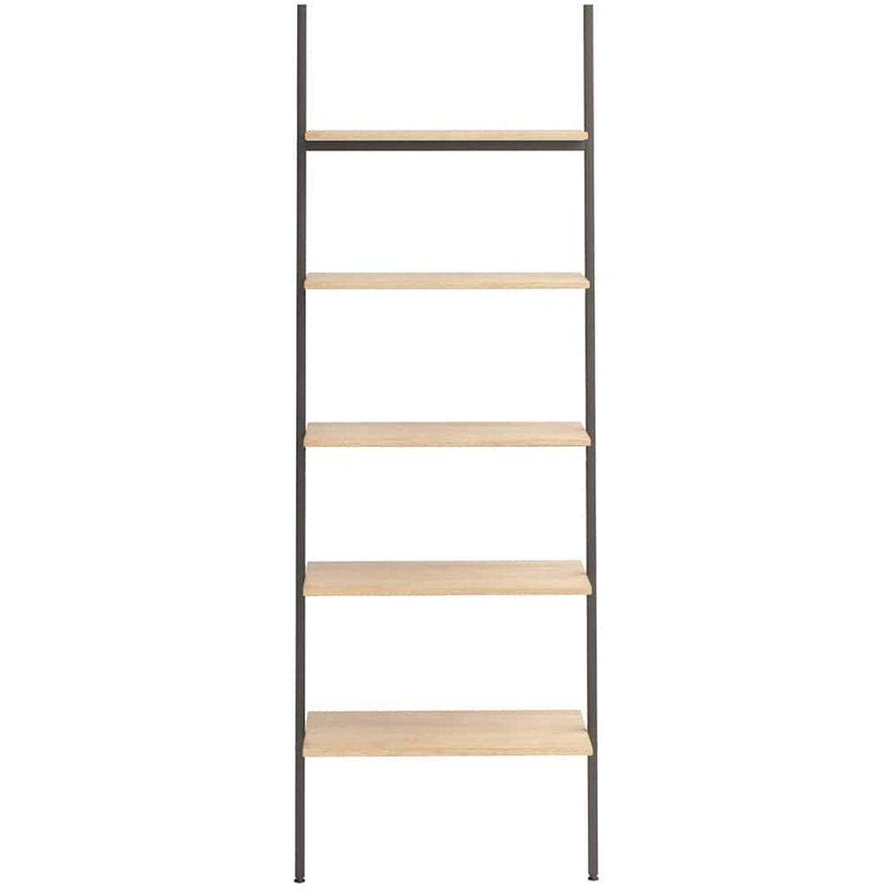 vidaXL 5-Tier Light Brown and Black Leaning Shelf Image 2