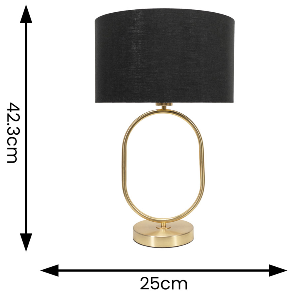 ValueLights Antonia Black Fabric Drum Lamp Shade Brushed Gold Oval LED Table Lamp Image 4