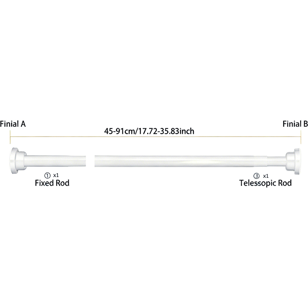 Living and Home 45-91cm White Stainless Steel Telescopic Curtain Rod Image 8