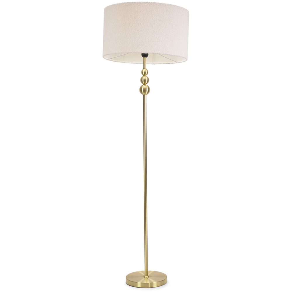 ValueLights Marissa Reni Cream Boucle Shade and Gold Ball LED Floor Lamp Image 1
