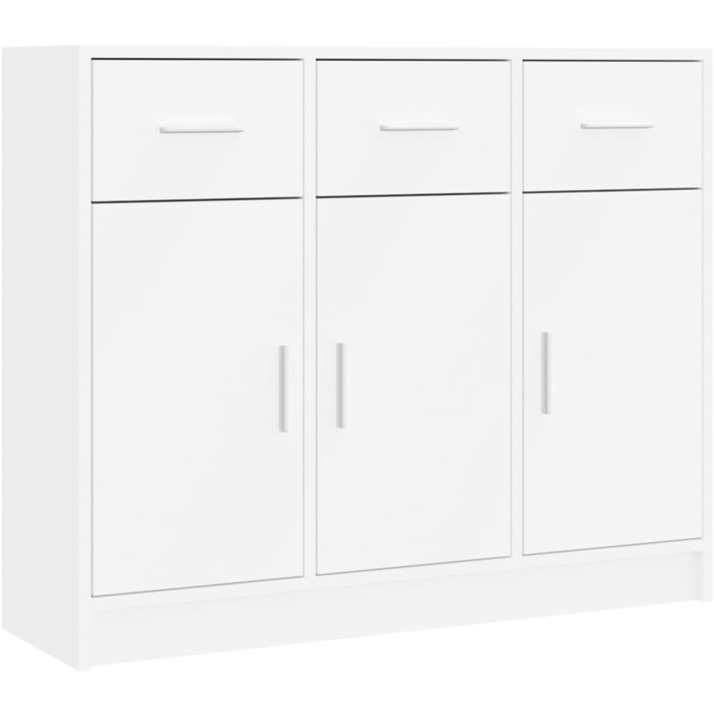 vidaXL 3 Door 3 Drawer White Sideboard Image 2