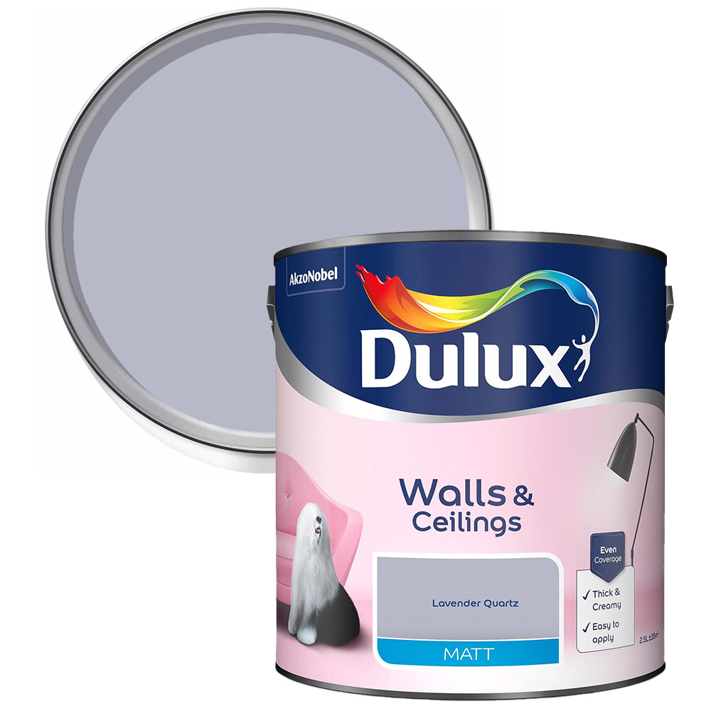 Dulux Walls & Ceilings Lavender Quartz Matt Emulsion Paint 2.5L Image 1