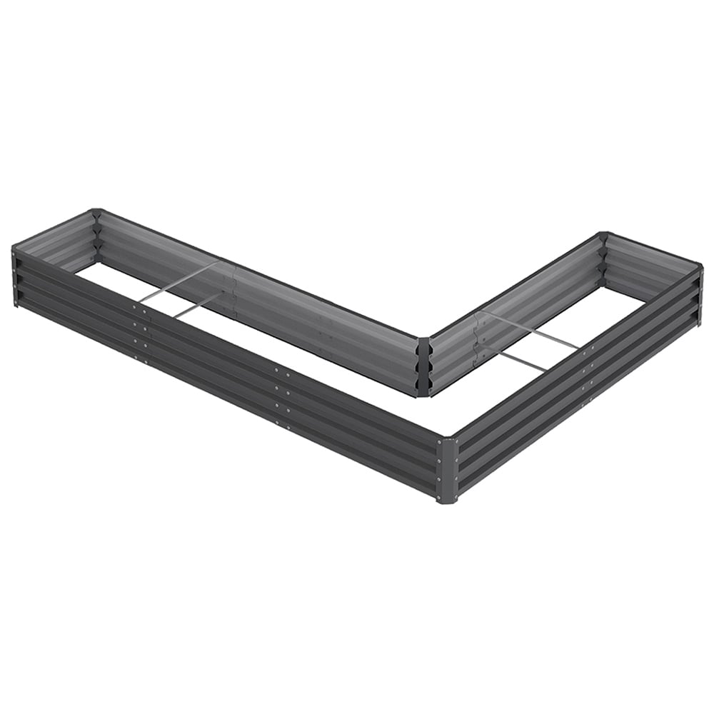 Living and Home Dark Grey L Shape Galvanized Steel Raised Garden Bed 207 x 277cm Image 3
