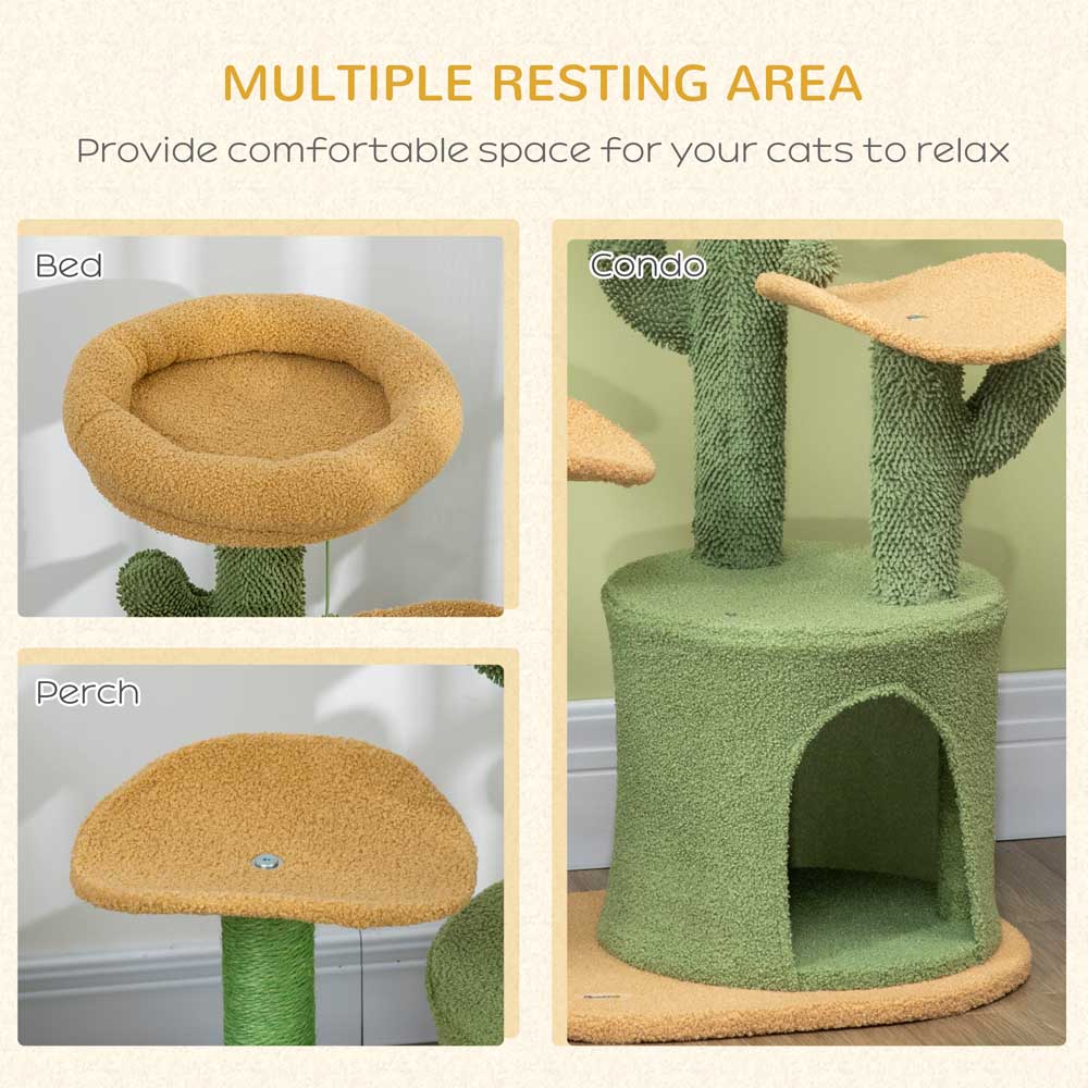PawHut Green Multi Level Cat Tree with Scratching Post Image 5