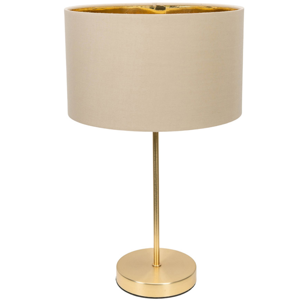 ValueLights Charlie Metallic and Natural Shade Gold Table Lamp and Bulb Image 1