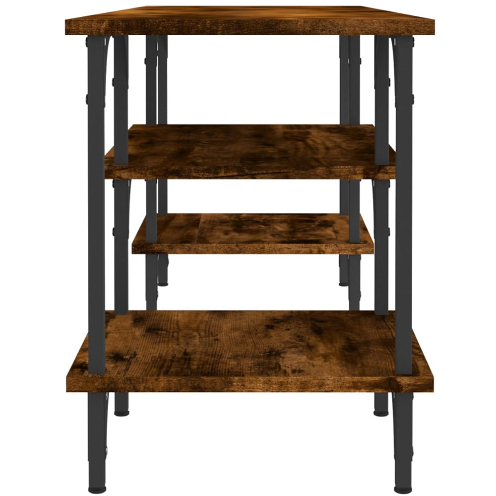 vidaXL 3 Open Shelf Smoked Oak TV Cabinet with Adjustable Legs Image 6