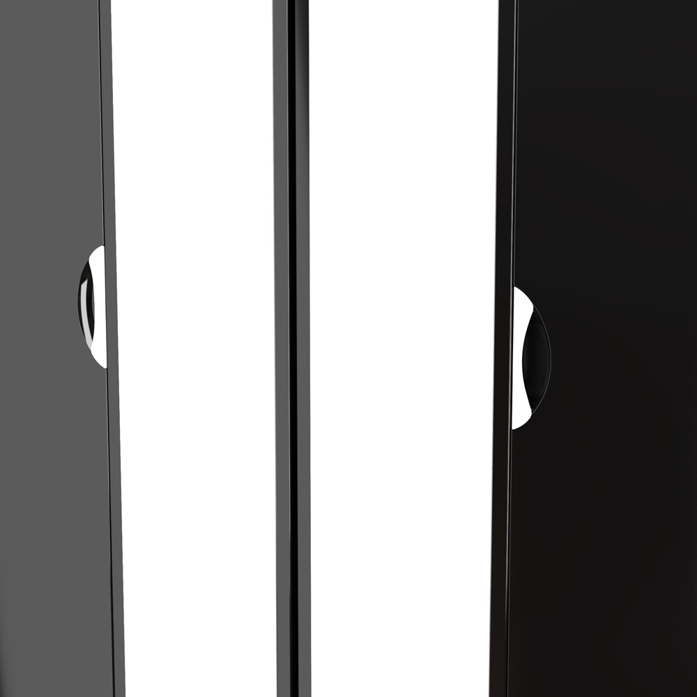 Crowndale Camden 4 Door Black Gloss and Black Mirror Wardrobe Ready Assembled Image 8