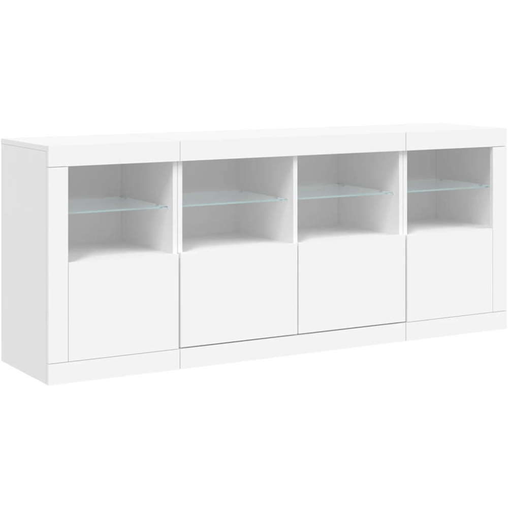 vidaXL 4 Door 8 Shelf White LED Sideboard Image 3