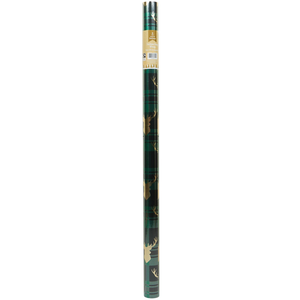 Festive Tartan Stag Gift Wrap Image 5