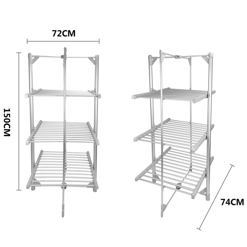 AMOS 3 Tier Silver Electric Clothes Airer with Cover Image 7