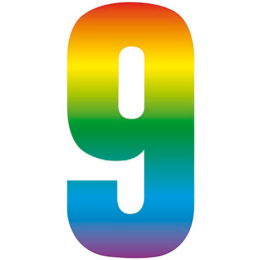 Rainbow Self Adhesive Number Sticker - 9 Image