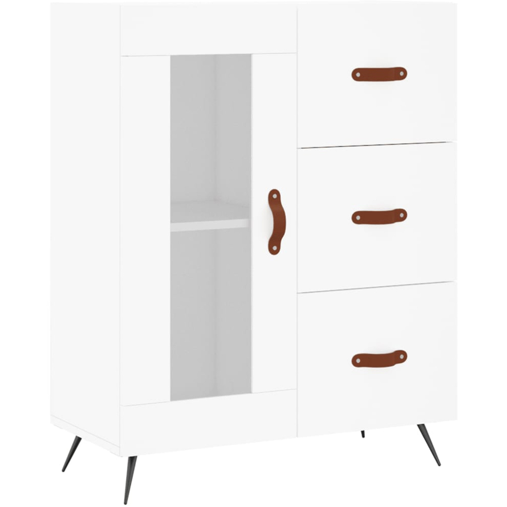 vidaXL Single Glass Door 3 Drawer 3 Open Shelf White Highboard Image 7