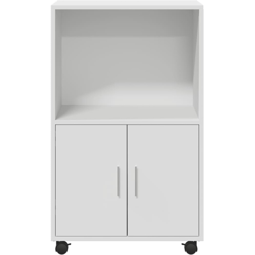 vidaXL 2 Door Single Shelf White Rolling Storage Cabinet Image 4