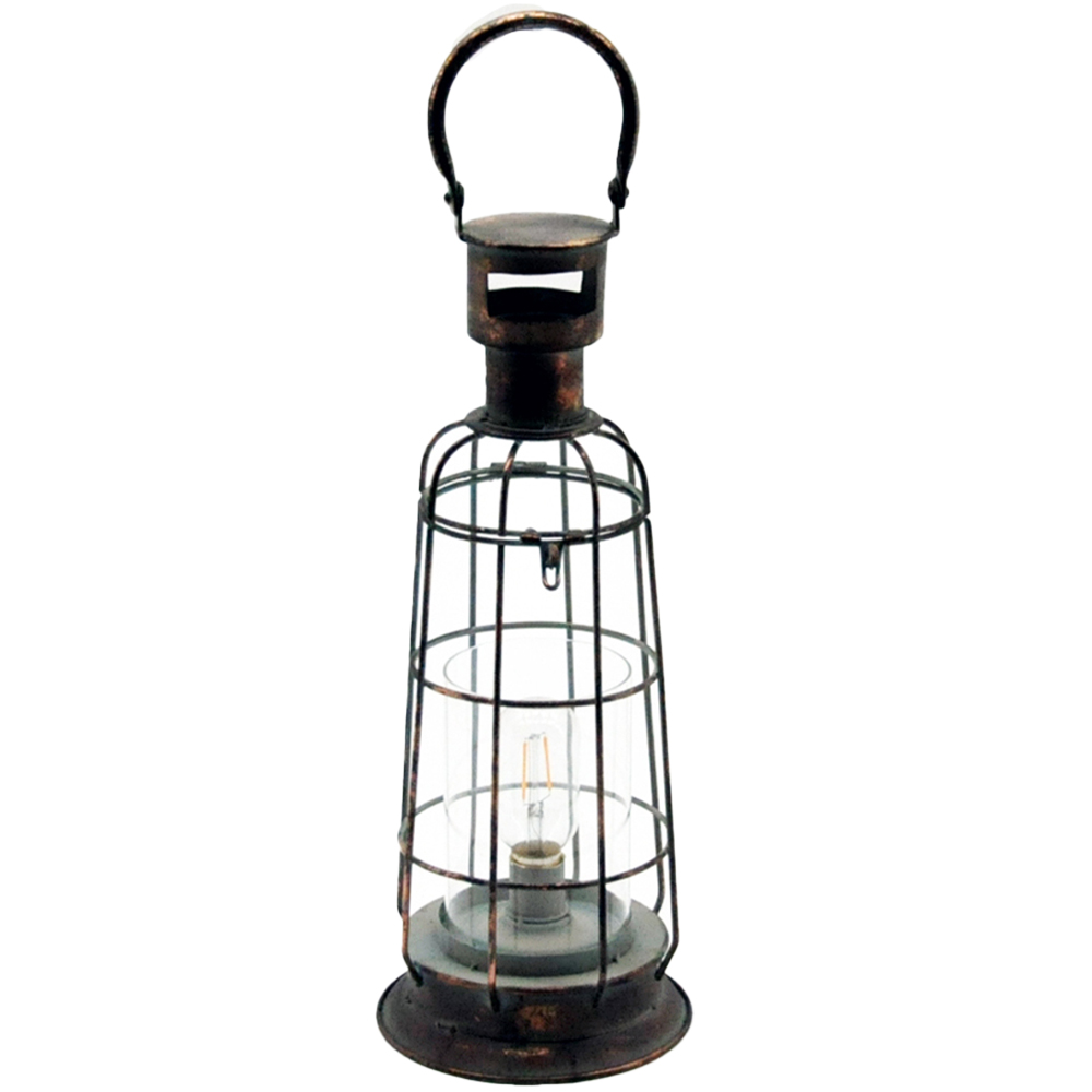 Acacia Home Battery and Bulb Metal Garden Lantern 46cm Image 1
