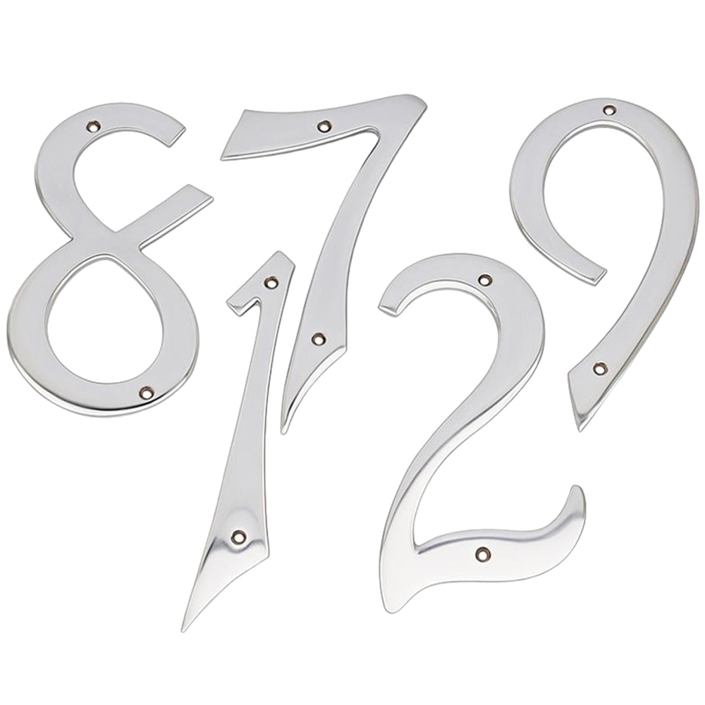Golden Grace Italic Polished Chrome Door Numerals No 0 100mm Image 1