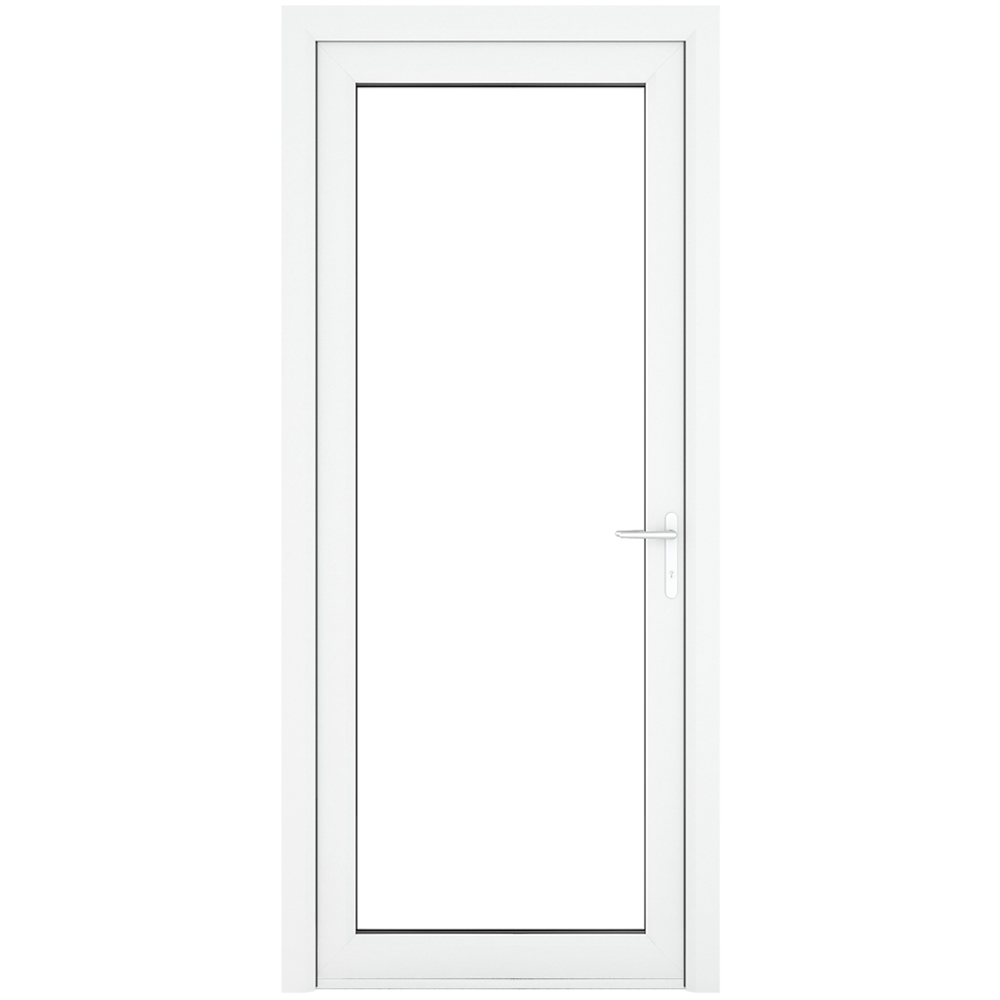 Crystal uPVC Double Glazed White Door Full Glass Left hand Clear Glass 840x2090mm Image 1