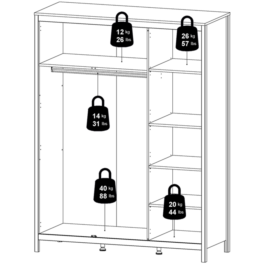 Florence Madrid 3 Door White Wardrobe Image 8