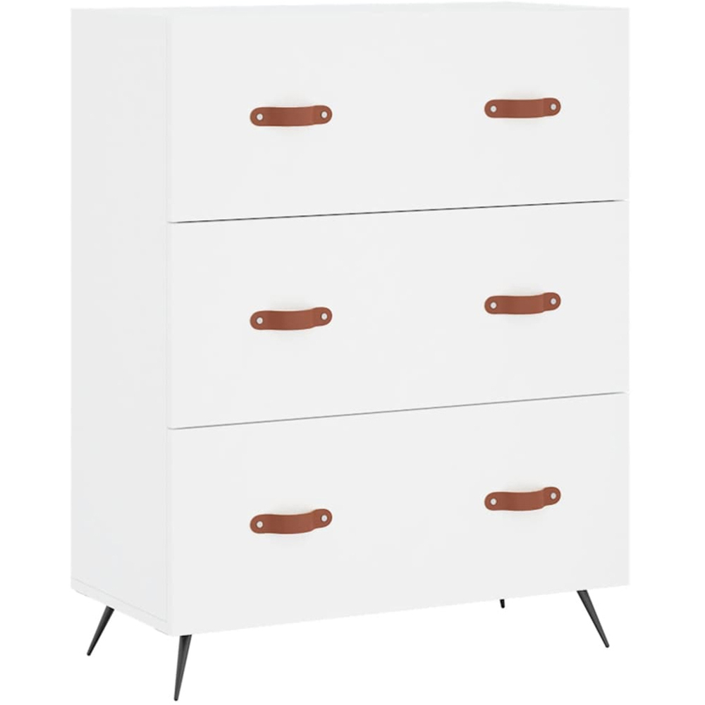 vidaXL 3 Drawer White Wooden Chest of Drawers Image 2