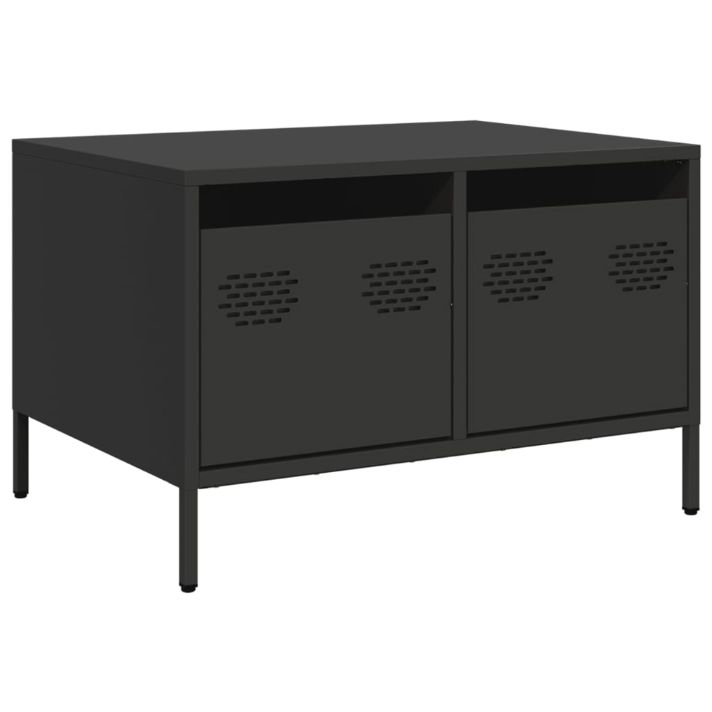 vidaXL 2 Drawer Black Steel Industrial Style TV Cabinet Image 2