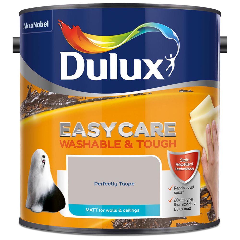 Dulux Easycare Washable & Tough Walls & Ceilings Matt Prft Taupe Matt Emulsion Paint 2.5L Image 2