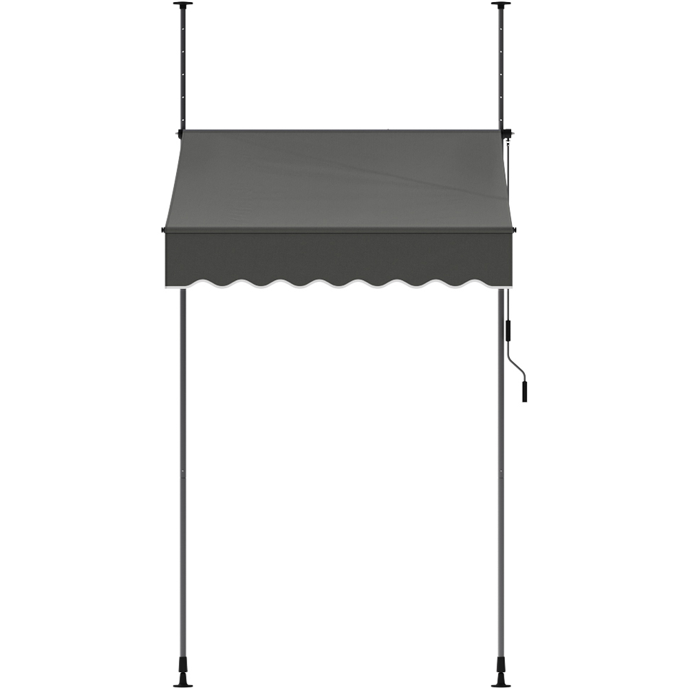 Living and Home Grey Wavy Valance Retractable Height Adjustable Awning 1.5m Image 2