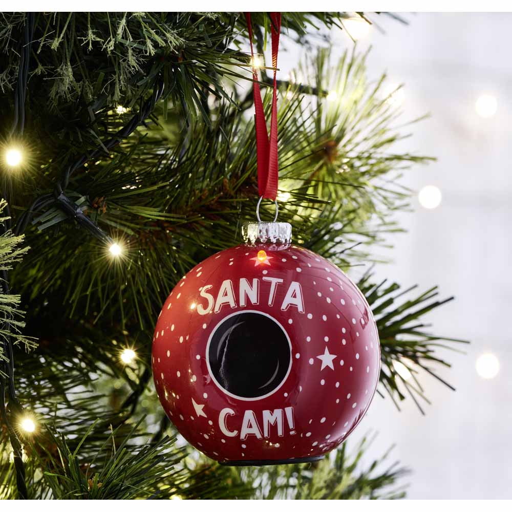 Wilko Traditional Red Santa Cam Christmas Bauble Image 2
