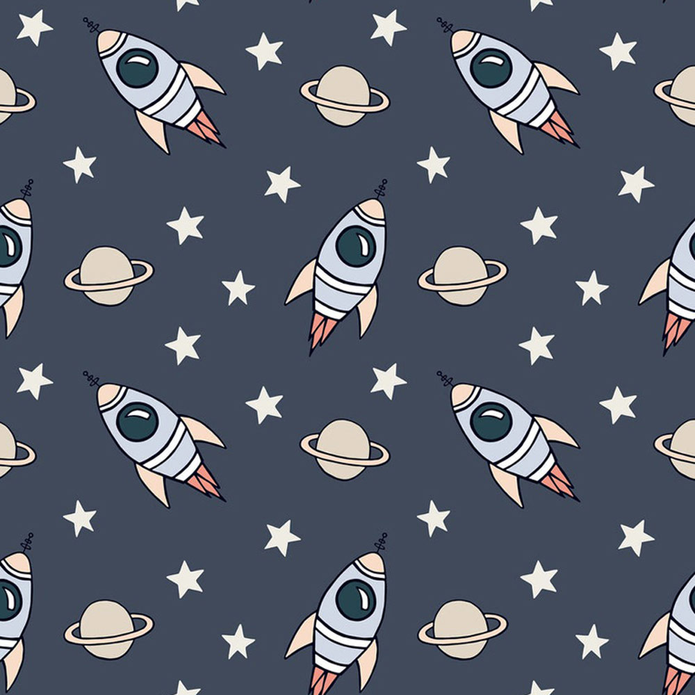 Bobbi Beck Eco Luxury Children's Space Rocket Navy Wallpaper Image