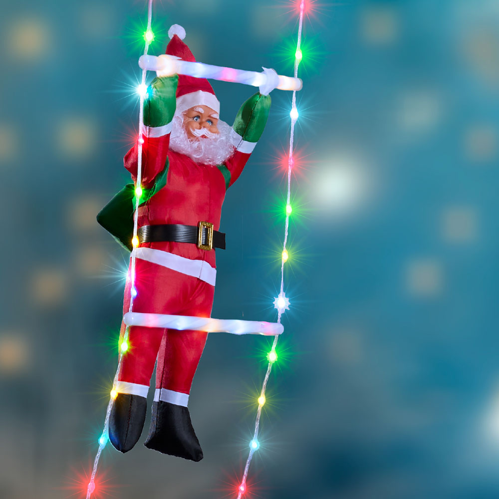 The Christmas Workshop 240 Multicolour LED Santa Climbing Ladder Decoration 9.8ft Image 3
