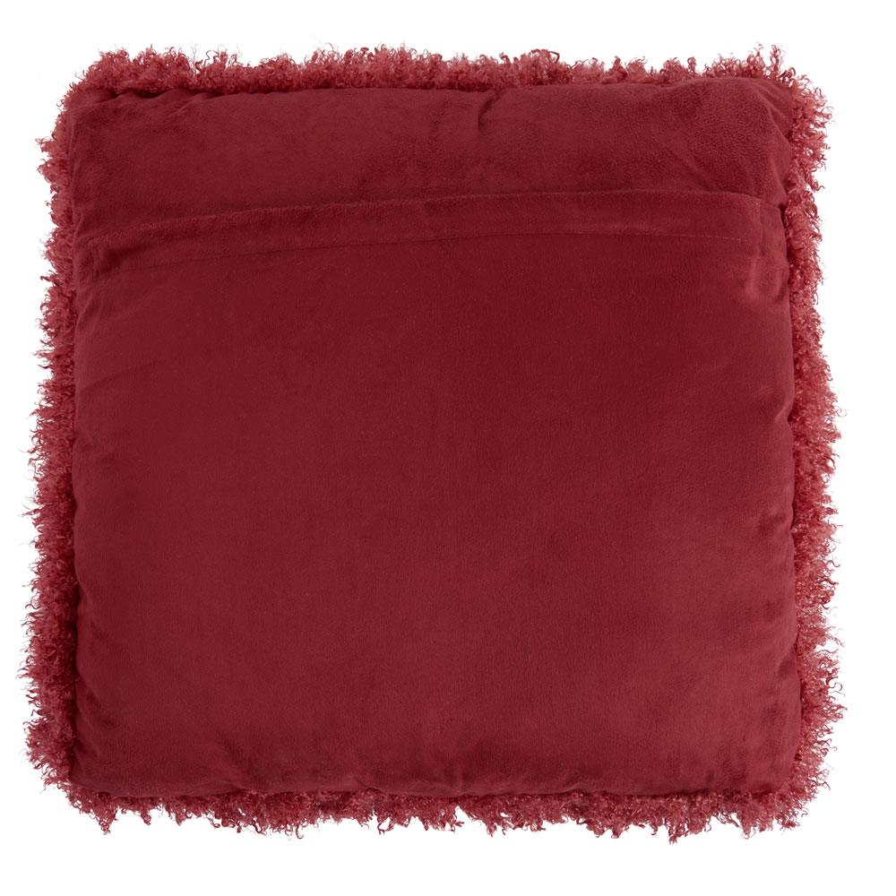 Wilko Red Faux Mongolian Cushion 43 x 43cm Image 2