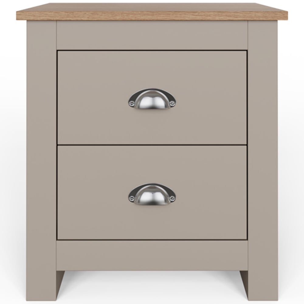 GFW Lancaster 2 Drawer Grey Bedside Table Image 4