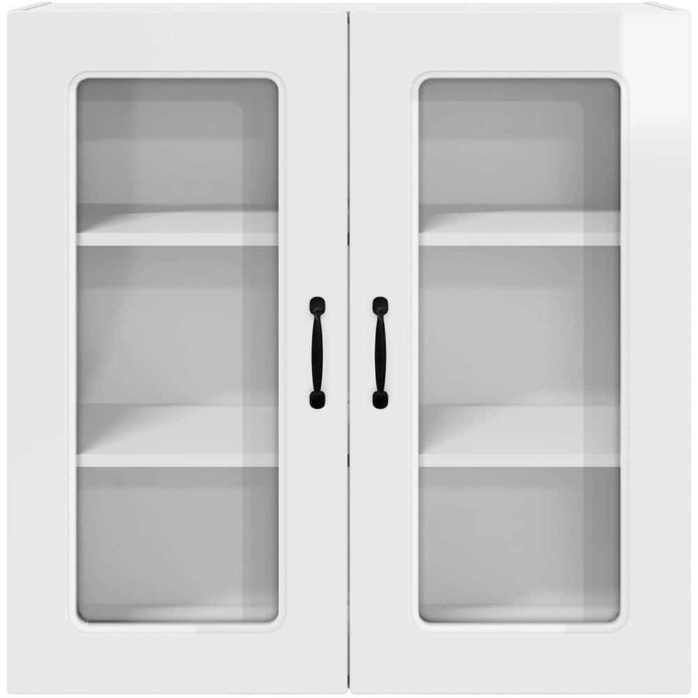 vidaXL 2 Glass Door High Gloss White Kitchen Wall Cabinet Image 4