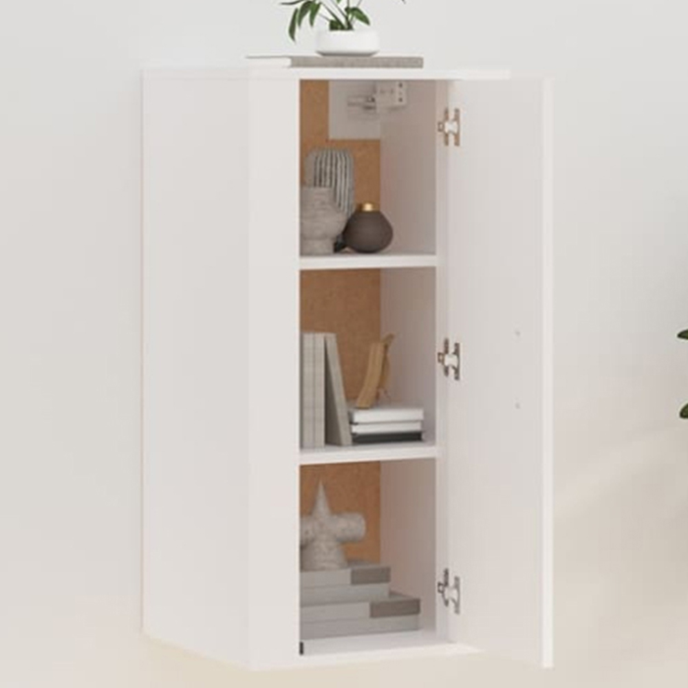 vidaXL Single Door White Wall Mounted TV Cabinet Image 1