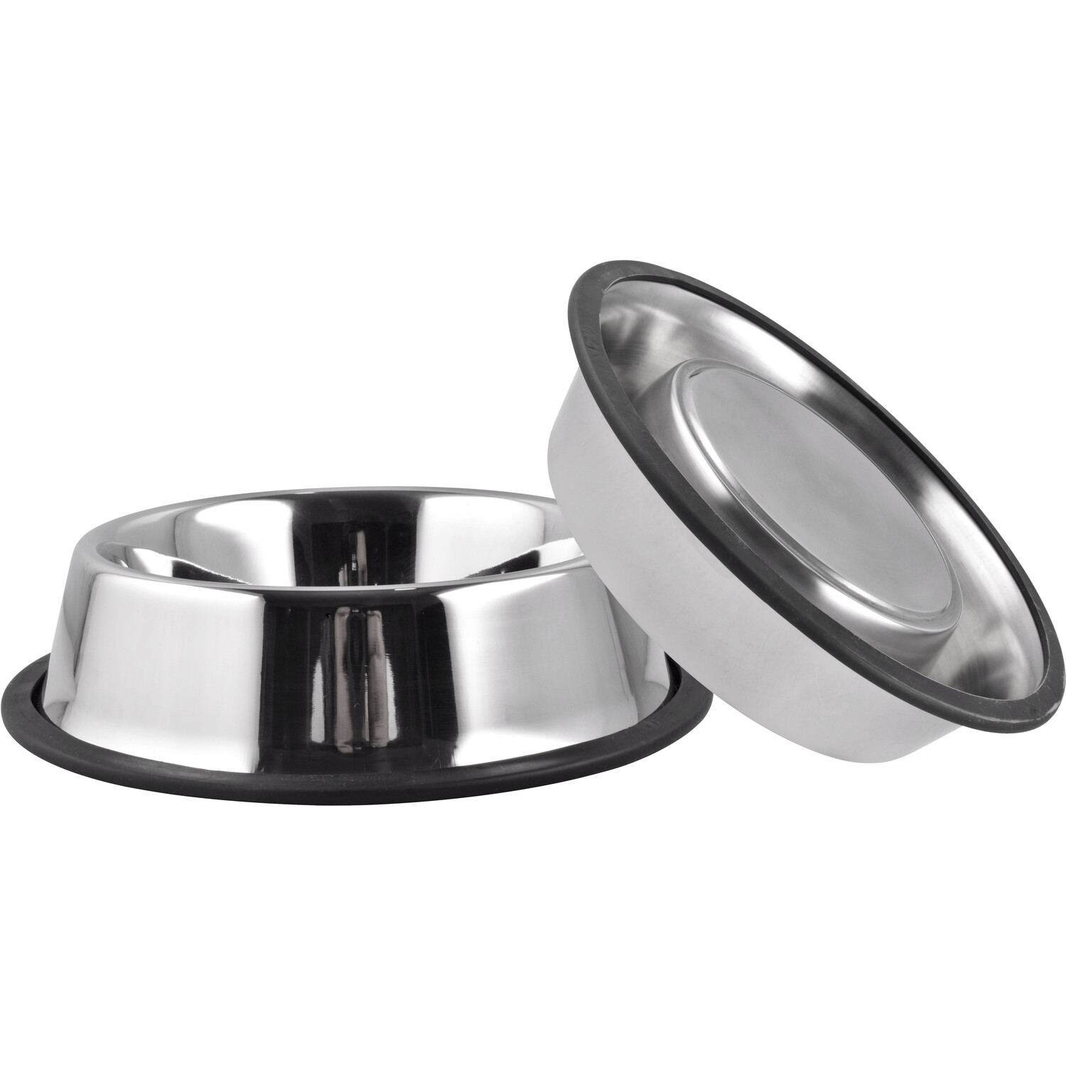 Non Slip Twin Pet Bowl Silver Small Image 2