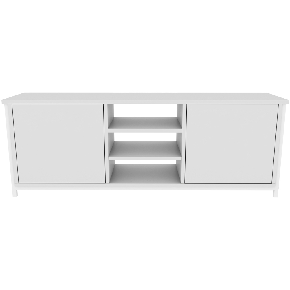 Decorotika Otis 2 Door 3 Shelf White TV Stand for 63 inch TV Image 3