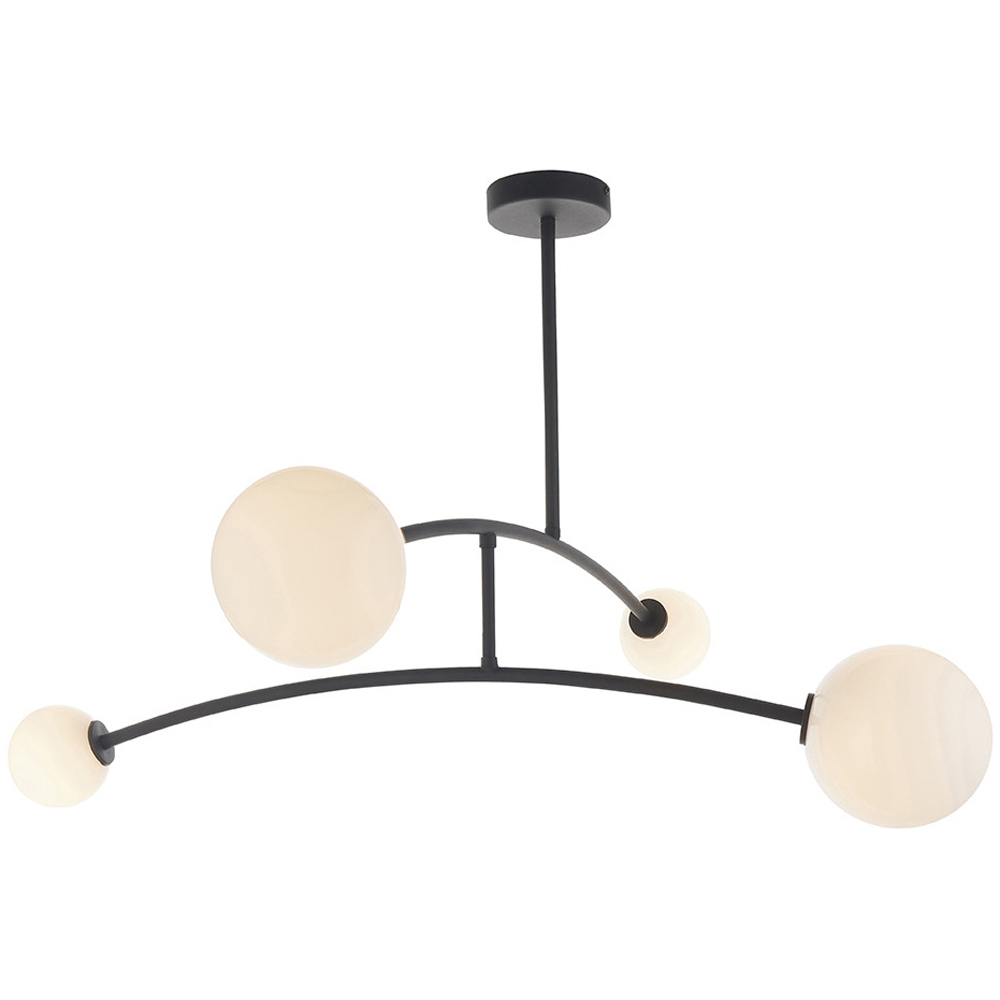 Merano Rovigo Matt Black and Opal Glass 4 Light Ceiling Light Image 1