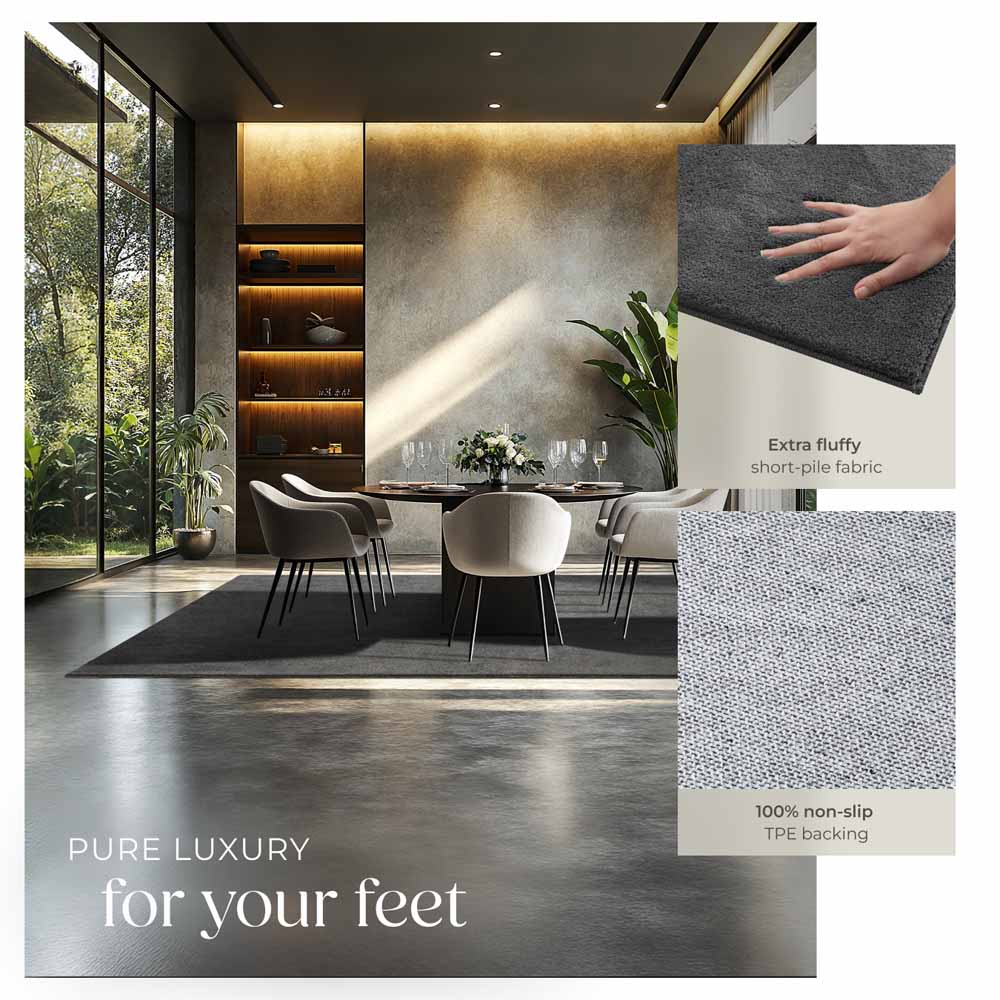 tectake Zonelle Anthracite Short Pile Ultra Soft Rug 290 x 200cm Image 4