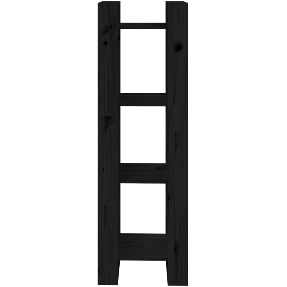 vidaXL 4 Shelf Black Solid Pine Wood Bookcase Image 3