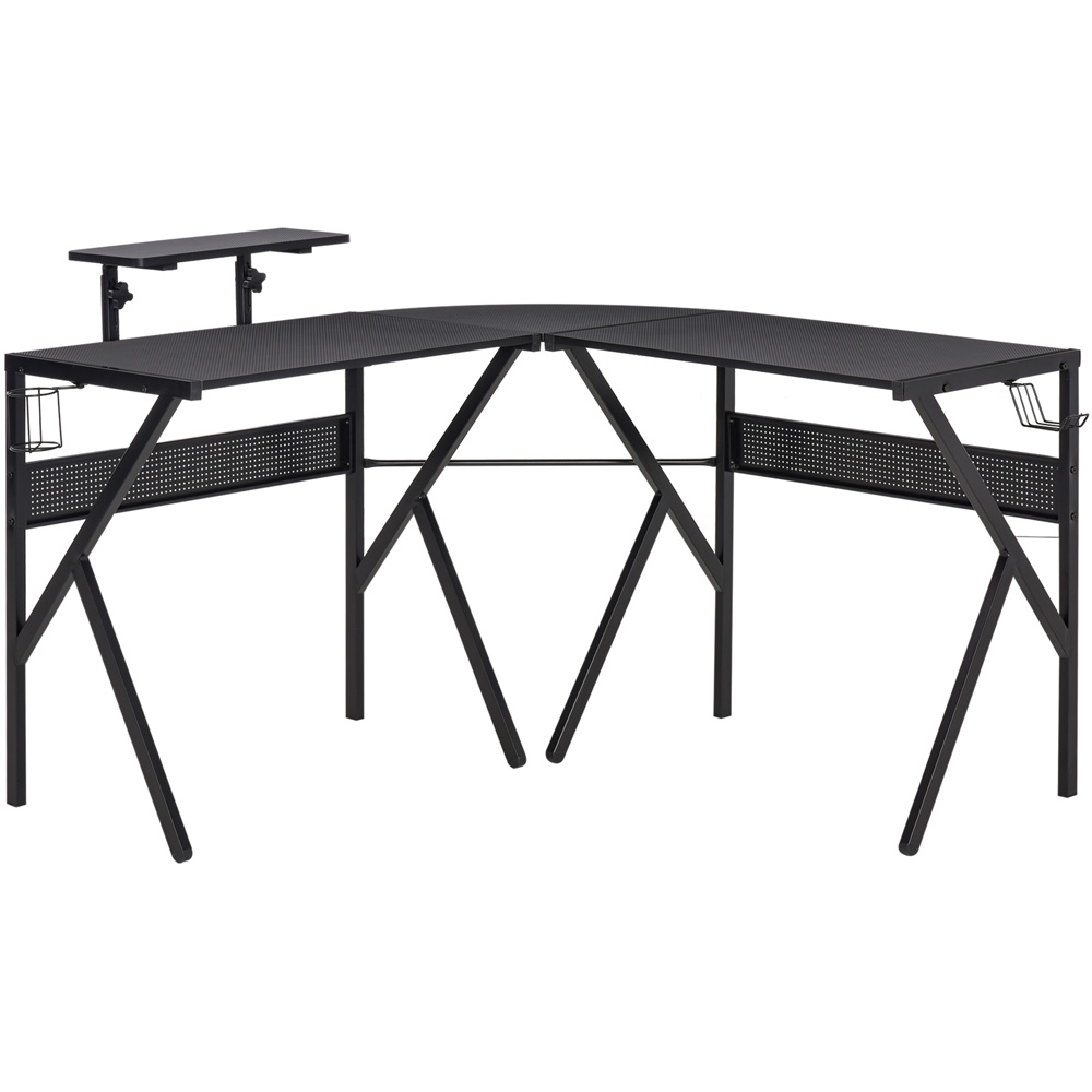 Portland L-Shaped Gaming Desk with Monitor Stand Black Image 2