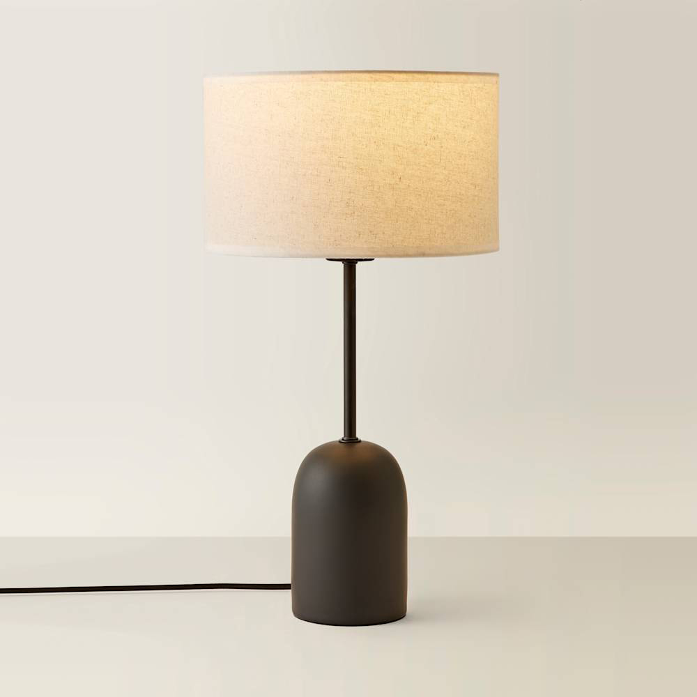 ValueLights Kaiden Natural Trim Linen Shade Dome Table Lamp Image 3