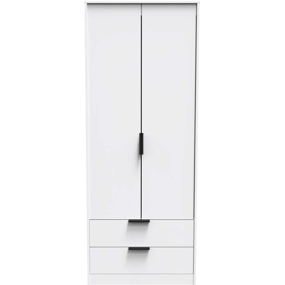 Crowndale Hong Kong 2 Door 2 Drawer Matt White Tall Wardrobe Ready Assembled Image 3