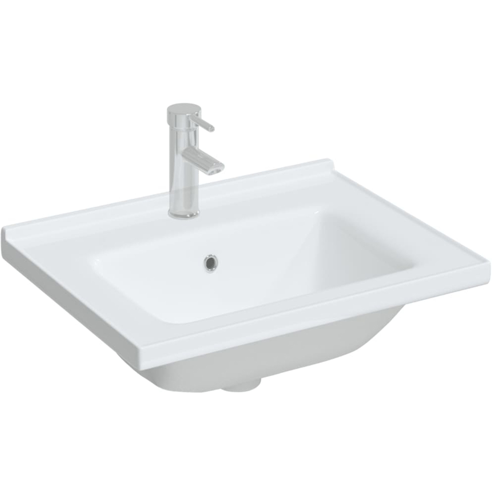 vidaXL White Ceramic Rectangular Bathroom Sink 195 x 480 x 610mm Image 2