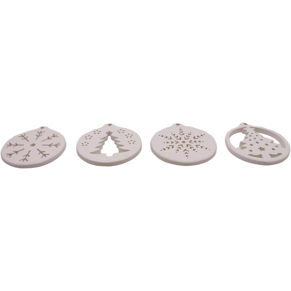 Set of 8 Ceramic Hanging Decorations - White Image 2