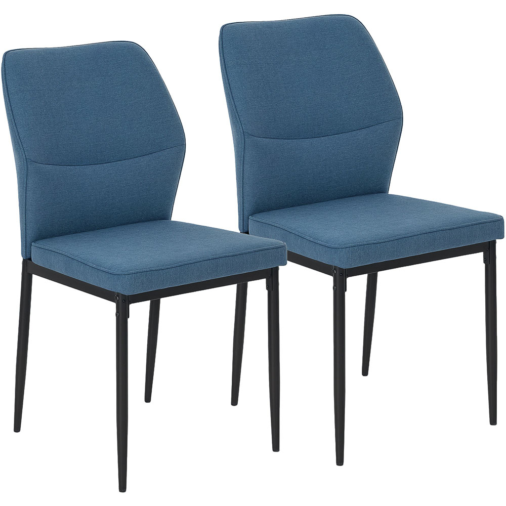 HOMCOM Set of 2 Blue Curved Back Dining Chair with Padded Seat Image 2