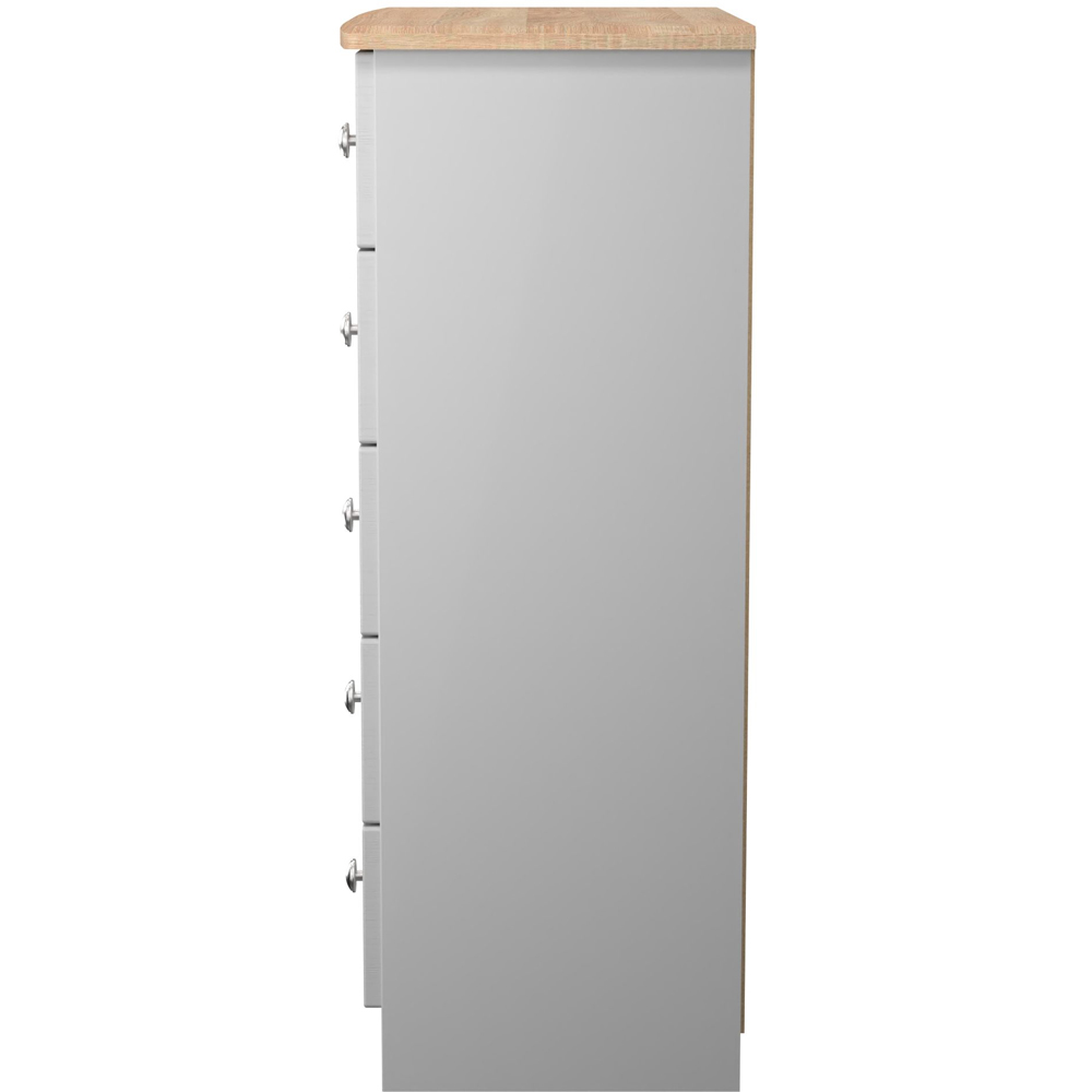 Crowndale Sussex 5 Drawer Grey Ash and Bardolino Oak Chest of Drawers Ready Assembled Image 4