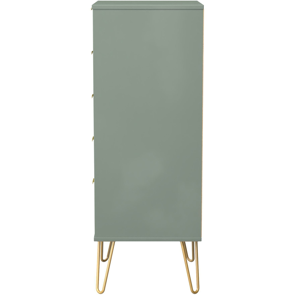 Crowndale Diamond 5 Drawer Reed Green Tall Bedside Cabinet Ready Assembled Image 3