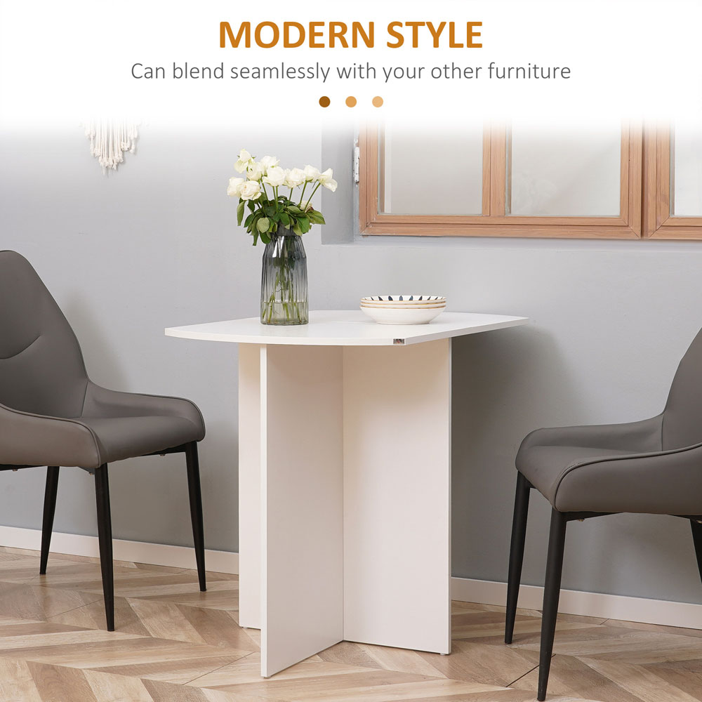 HOMCOM 4 Seater White Drop Leaf Dining Table Image 8