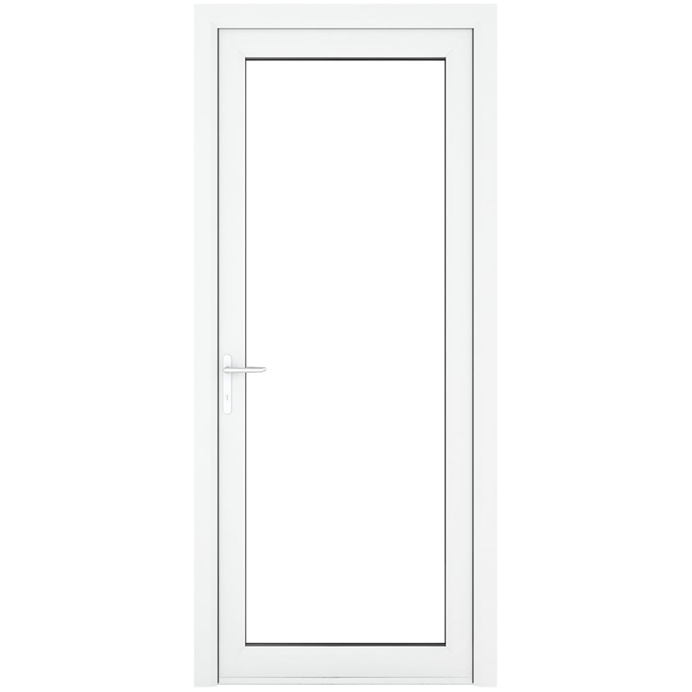 Crystal uPVC Triple Glazed Door Full Glass Right hand White Clear Glass 920x2090mm Image 1