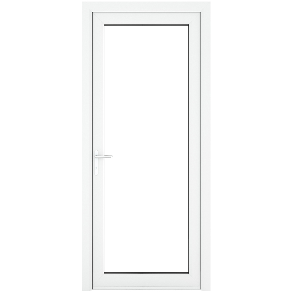 Crystal uPVC Double Glazed White Door Full Glass Right hand Clear Glass 840x2090mm Image 1