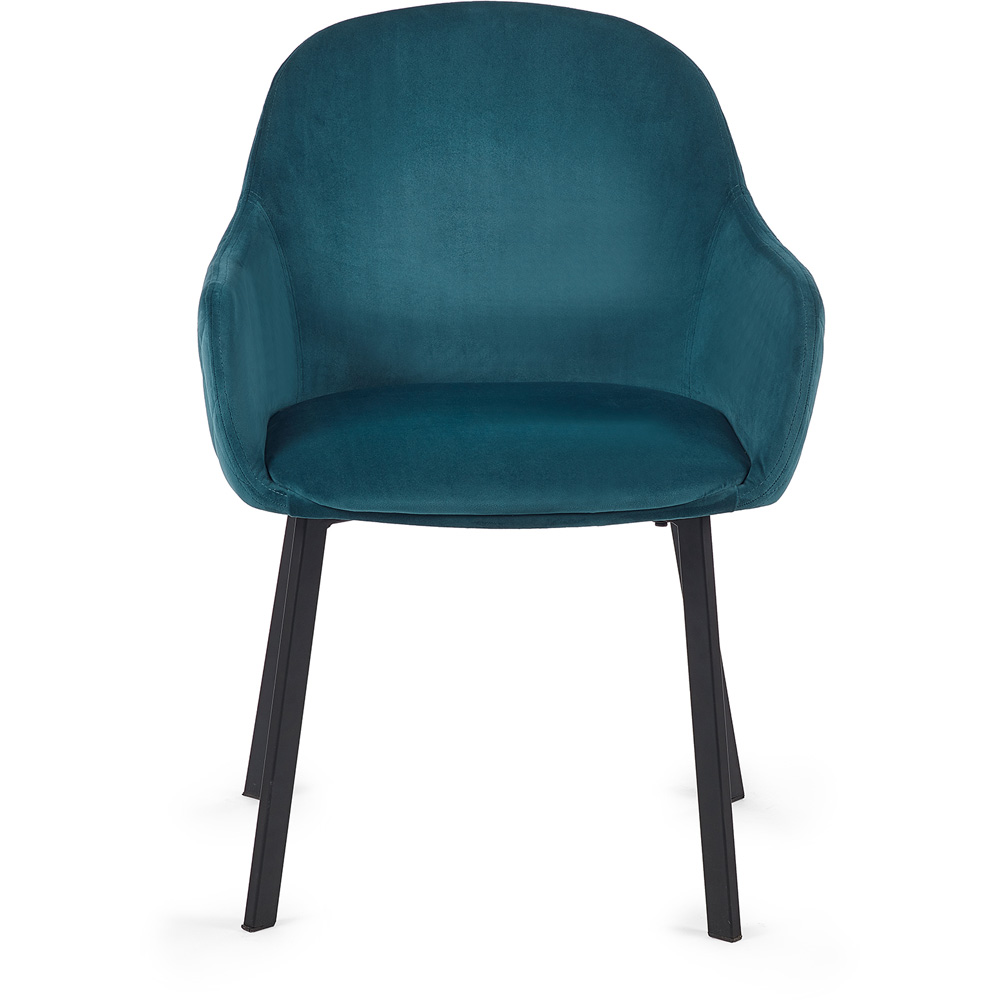 Julian Bowen Lima Set of 2 Teal Velvet Dining Chair Image 4