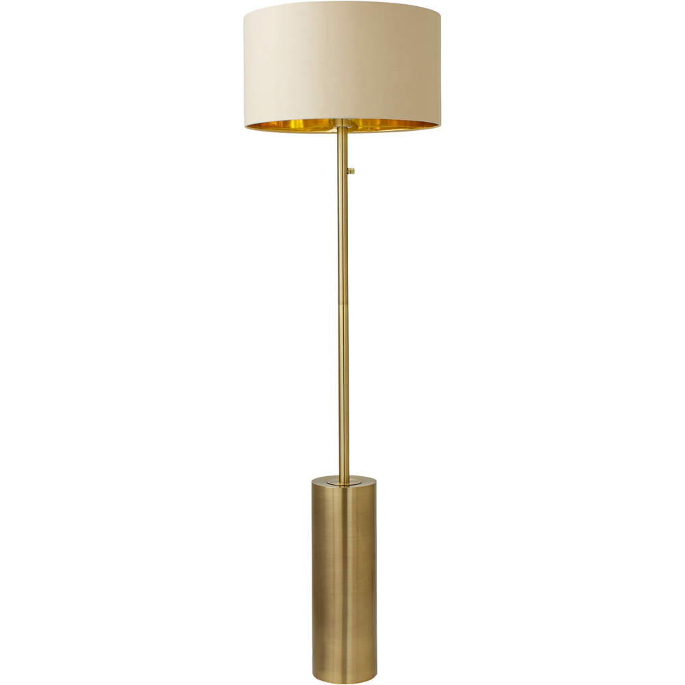 ValueLights Lexy Reni Beige Shade Antique Brass LED Floor Lamp Image 1
